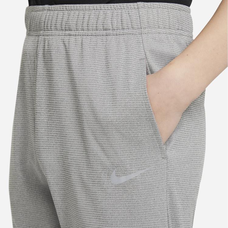 Nike Solid Color Brand Logo Knitted Sports Pants Kids Bottoms Gray DM8546-091