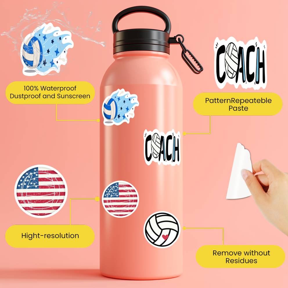 35pcs Patriotic Volleyball Stickers Cartoon Patriotism  Stickers Stationery Stickers For  Laptop Luggage Scrapbook DIY