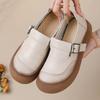 Fashion Original Natural Leather Shoes for Women Vintage Comfort Round Toe Buckl Flats Woman Slip On Orthopedic Loafers Ladies Moccasins