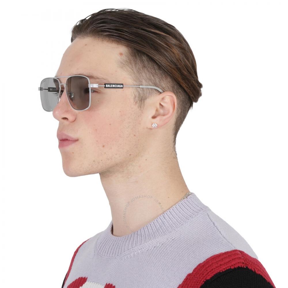Balenciaga Grey Navigator Men S Sunglasses BB0116SA 004 59