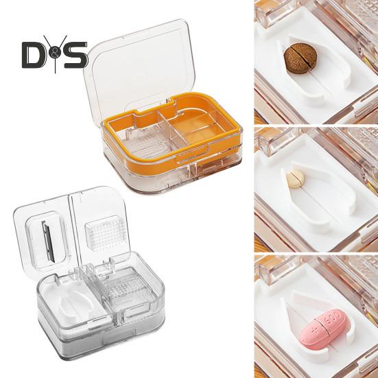 3 w 1 Przecinarka do tabletek Pudełko do przechowywania tabletek Odporne na wilgoć Przenośne Przezroczyste Wielofunkcyjne etui do przenoszenia tabletek