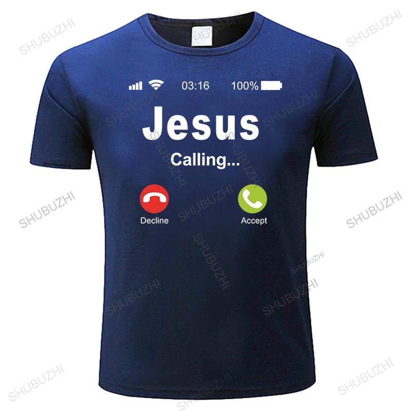 Men Cotton o-neck T Shirt Summer shubuzhi Tshirt Jesus Is Calling Christian-Unique Funny T-shirt unisex tee-shirt Vintage tees