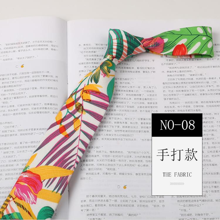 Floral Tie Men'S Patterned Cotton Shirt Macaron Printed Narrow Edition 6Cm Hand Tie Korean Casual Women'S Tie