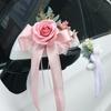 1pc Wedding Car Flowers Vintage Style Rearview Mirror Bow Artificial Flower for Bridal Fleet Door Handle Chair Back Decoration