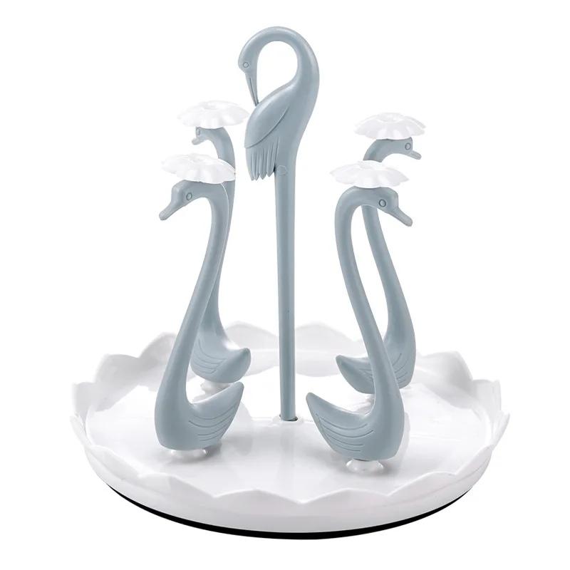 Bottle Drying Rack Swan Mugs Storage Holder Decorative Bottle Draining Rack For Counter Cleaning Travel Over-Sink Table