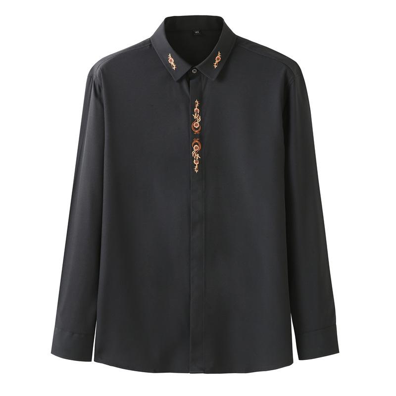 Plus Size 10xl Long -Sleeve Shirt Men 'S Plus Size Business Casual Embroidered Shirt