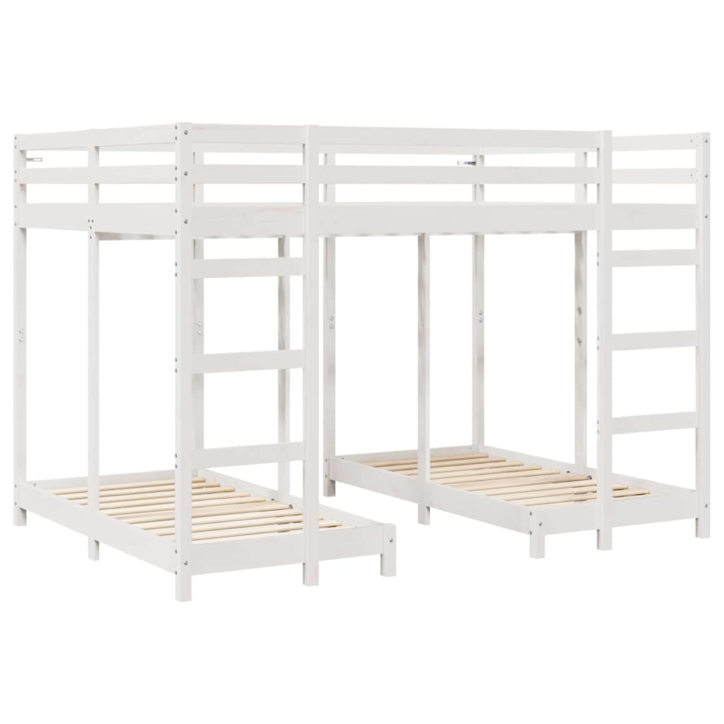 Triple Deck Bunk Bed Frame White 140 X 200 Cm