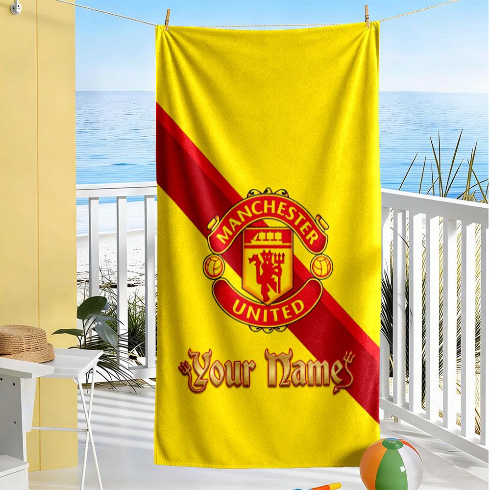 Manchester Customize Text Beach Towel Quick-Dry Soft Microfiber