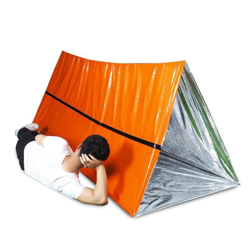 2 Person Emergency Shelter Survival Tent Kit Mylar Tube Tent Sleeping Bag Waterproof Outdoor SOS Thermal Blanket Reusable
