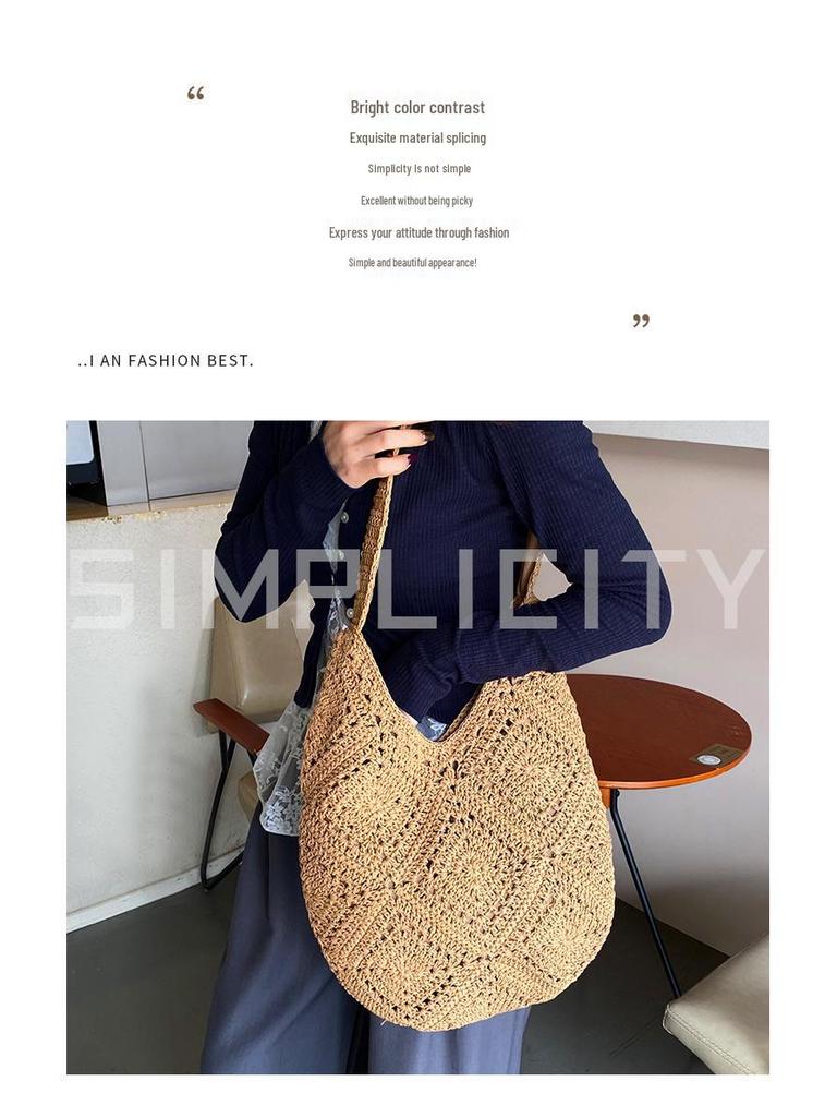 2025 Große Kapazität Mori-Stil Häkel-Baumwolle Schulter-Strand-Tragetasche