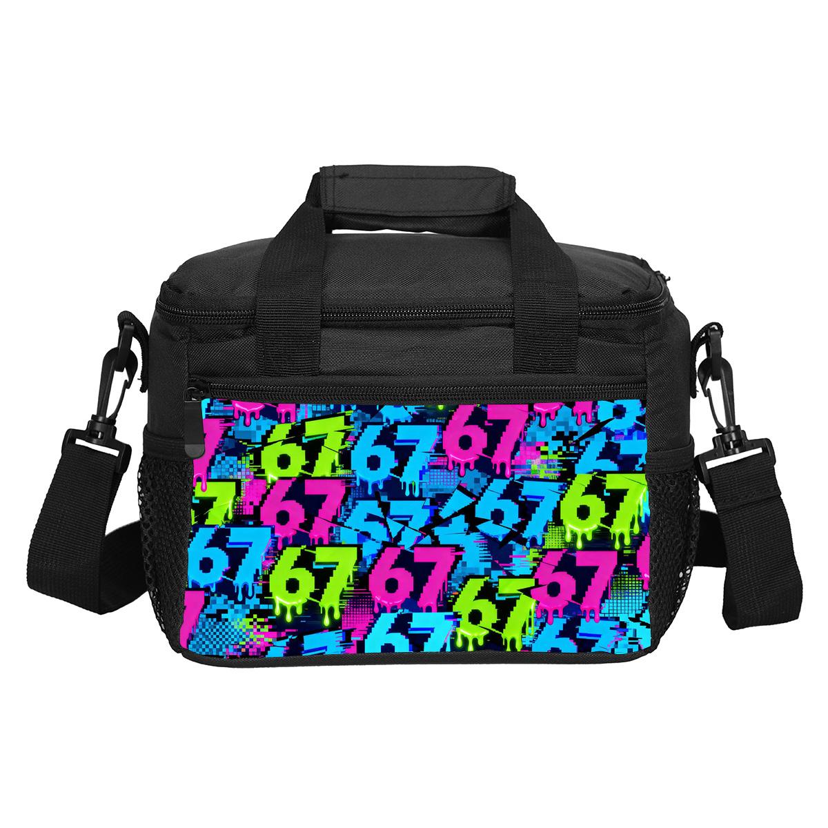 Sac à déjeuner 67 lettres avec imprimé dessin animé et belle apparence, le meilleur pour l'école des élèves, un compagnon pour les employés de bureau