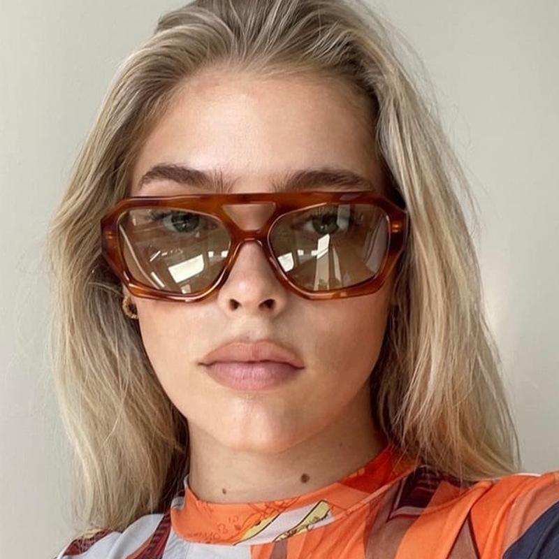 Polygon Shape Women's Sunglasses Double Bridge Anti-glare Sun Glasses for Men Hiking Mountaineering Sun Glass Women