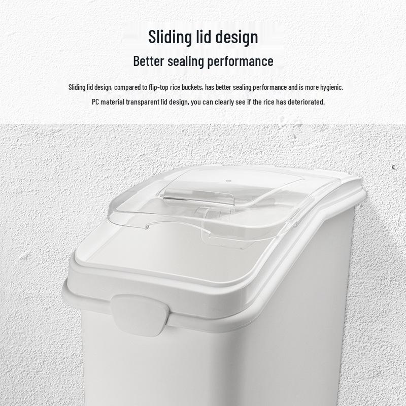 Large Food-Grade Rice Storage Bin, Insect & Moisture-Proof, with Partition, Durable PP Plastic, High Capacity.