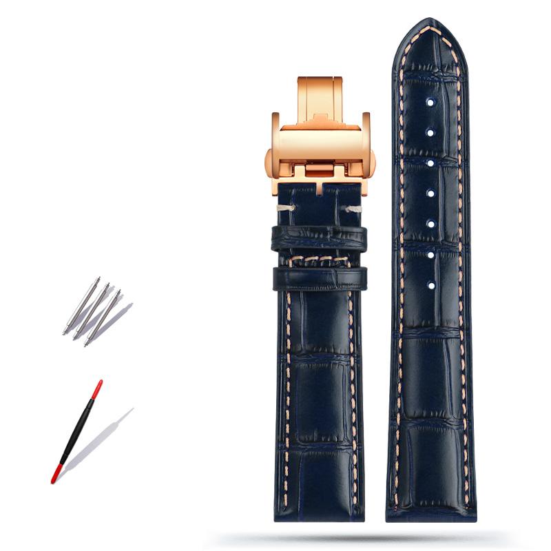 Curea de ceas din piele de vacă clasică 19MM 20MM 21MM pentru colecția Longines Masters L3 L4 L2.628/L2.673 Cureaua de ceas cu cataramă fluture