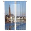 Old Historic Bridge Eiserner Steg In Frankfurt Am Main Germany Sheer Curtains for Room Bedroom Window Voiles Tulle Curtain