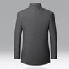 Men Woolen Coat Stand Collar Solid Color Windproof Autumn Winter Thicken Trench Coat Overcoat Business Windbreaker Streetwear