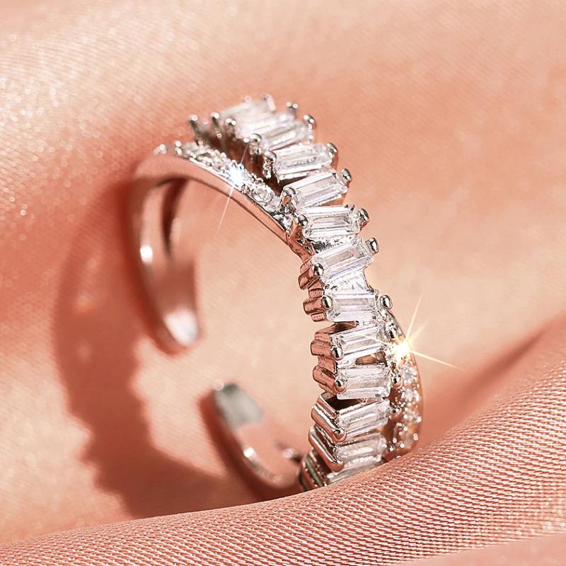 Caoshi Versatile Luxury Adjustable Rings For Women Charming Crystal Cubic Zirconia Wedding Accessories Anniversary Party Jewelry