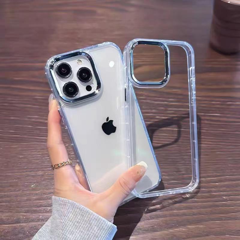 

Подходит для iPhone 15 Простой чехол для мобильного телефона 14 Apple 16pro Гальванизированная рамка Прозрачный чехол X Space Защитный чехол Apple 16Pro