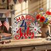 Wooden Independence Day Decoration 4th of July Tabletop Sign Fireworks Design Patriotic Holiday Display Stand