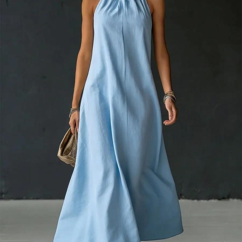 European Style Spring and Summer Women Off-shoulder Sleeveless Maxi Dress Clothing XL