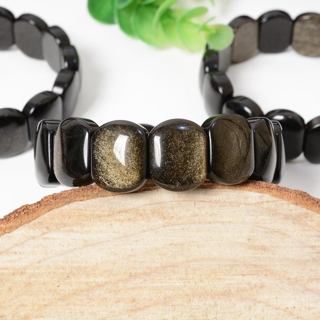 Exquisite Gold Obsidian Crystal Bracelet for Men and Women