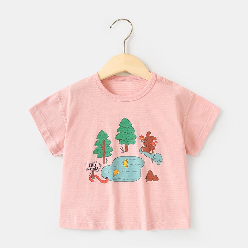Babykläder Casual Kortärmade T-shirts Sommarkläder Pojkar Flickor Baby Barn Barn Sommar Halv-ärmade Toppar