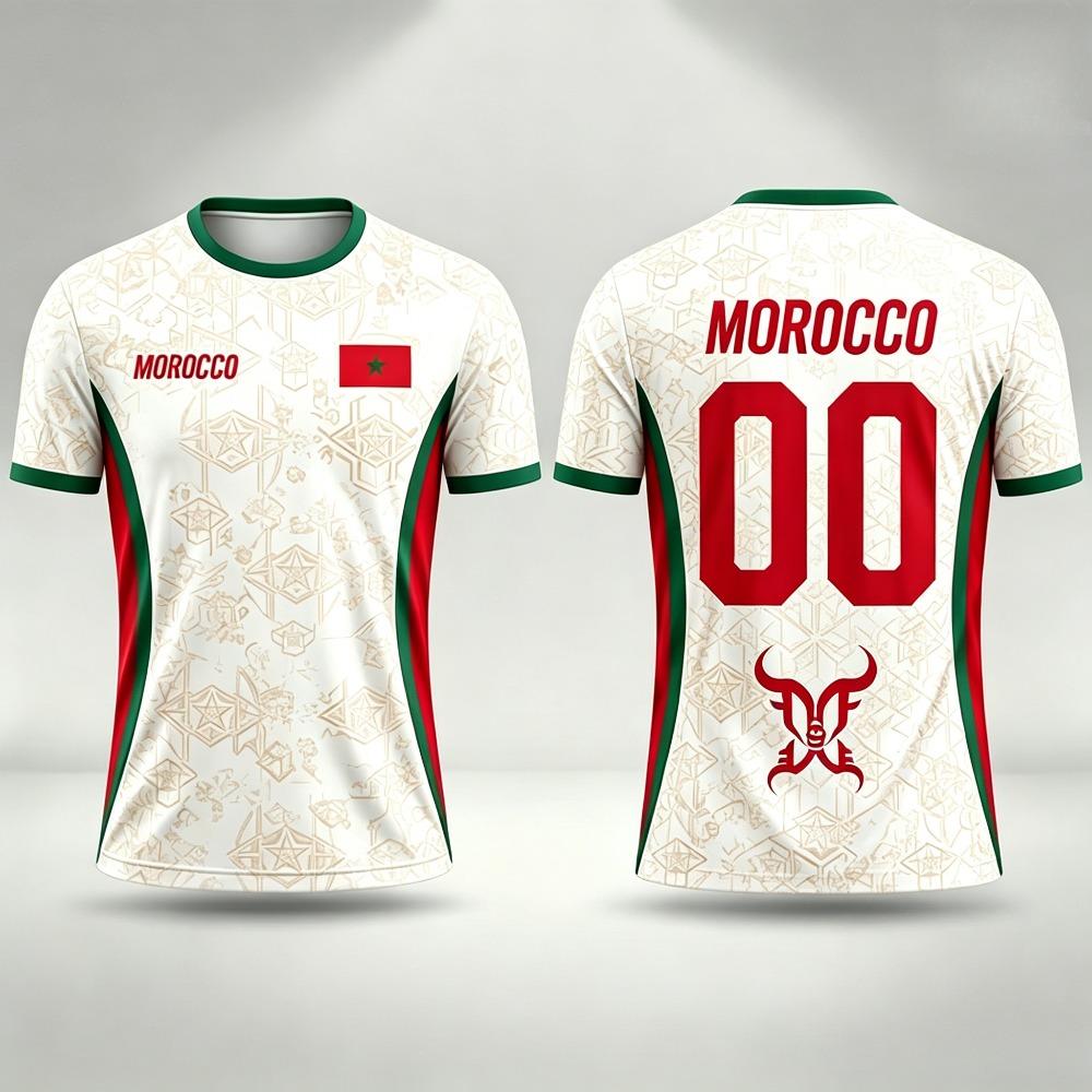 Summer Morocco Flag Print Jersey 3D Printed T-shirtBreathable Quick Dry Fashion Streetwear Sports Sleeve Men's Tee Shirt