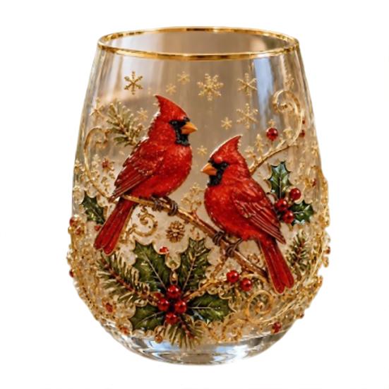 Bicchieri Unici per Feste di Natale 330ML Bicchiere d'Acqua in Vetro, Motivo Ghirlanda/Babbo Natale/Alce/Calze/Pupazzo di Neve Vetro Festivo Edizione Limitata Regalo