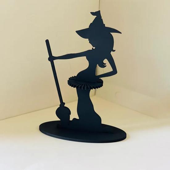 Halloween Style Witch Statue Napkin Storage Organizer Halloween Table Decor Wooden Napkin Holder