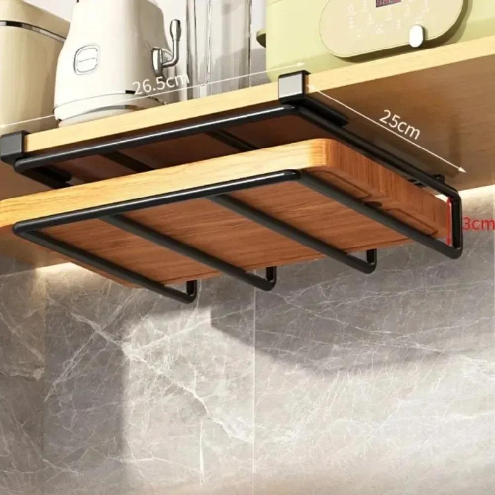 Non Perforated Storage Rack Kitchen Cutting Board Hanging Cabinet Metal Storage Multi Functional Save Space Use Storage Rack