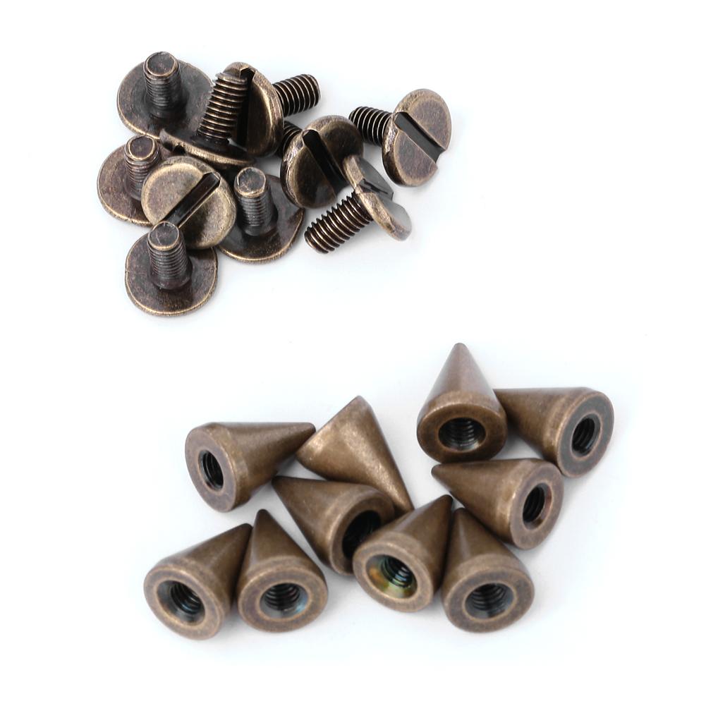 50pcs 7*10mm Spikes Punk Rivets Leathercraft Studs Clothing Decoration (Bronze)