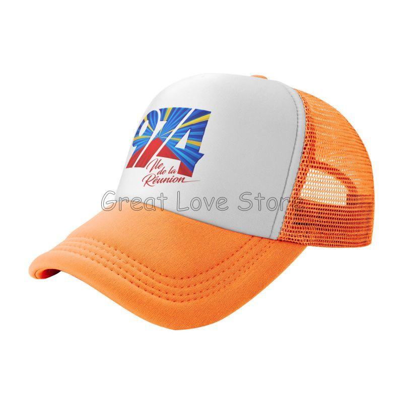 

Custom 974 Reunion Island Logo Print Baseball Cap Unisex Sun Visors Hat Summer Hip Hop Hats Outdoor Breathable Mesh Snapback Cap Adjustable помаранчевий
