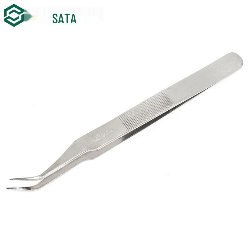 SATA 03153 Stainless Steel Bent-Nose Tweezers 175mm