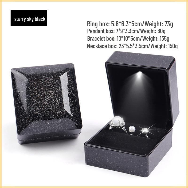Diamond-Faceted Light-Up Jewelry Box for Rings, Bracelets, and Necklaces