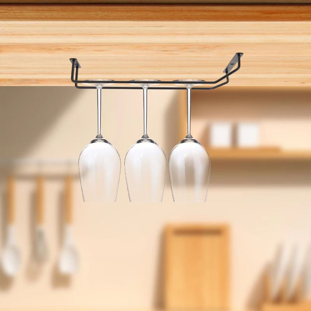 27/35cm Upside-down Wine Glass Rack 1/2/3 Row Hanging Cup Holder  Home Storage