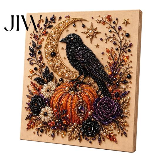 Fall Indoor Art Projects Halloween Faux Pearl DIY Kit, Spooky Cute 3D Beads Painting Crafts, Stress Relief Craft Activities Gothic Ghost Pumpkin