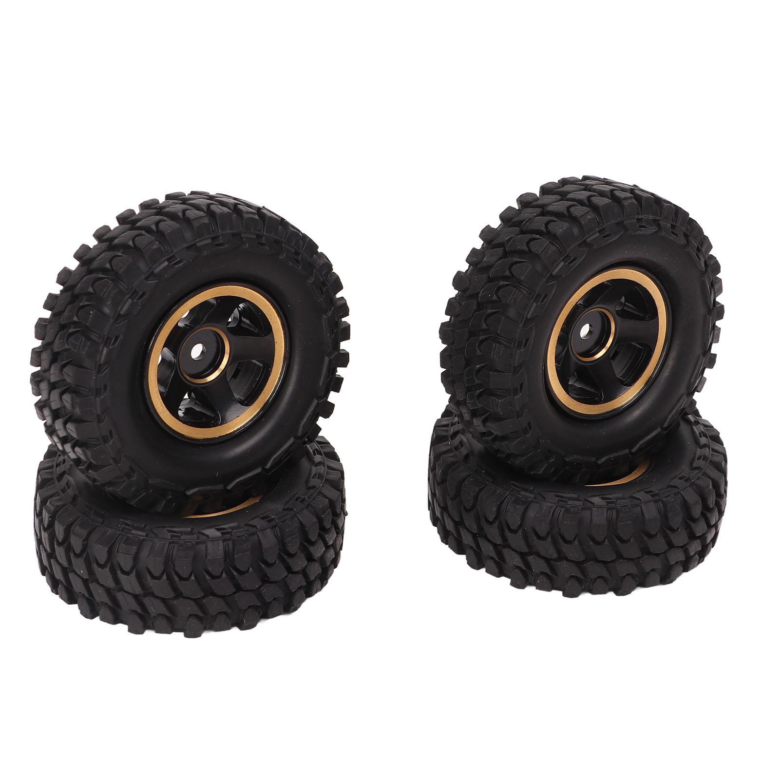 

4Pcs 1.0in RC Wheel Tires Brass Adhesive Free Replacement RC Rubber Tyres for FMS FCX24 1/24 RC Car