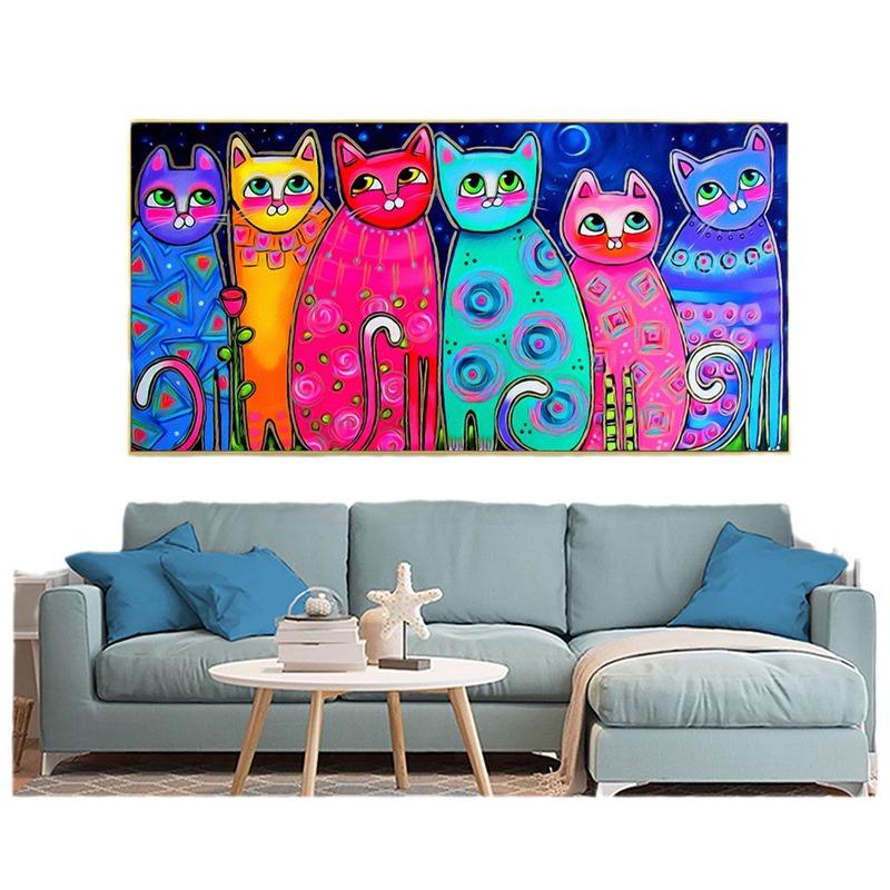 Colorful Cat Graffiti Canvas Wall Art
