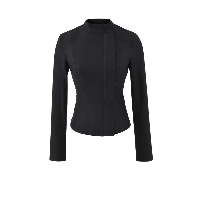 Womens Semi-Turtleneck Light Workwear Jacket Solid Color Office Casual Top