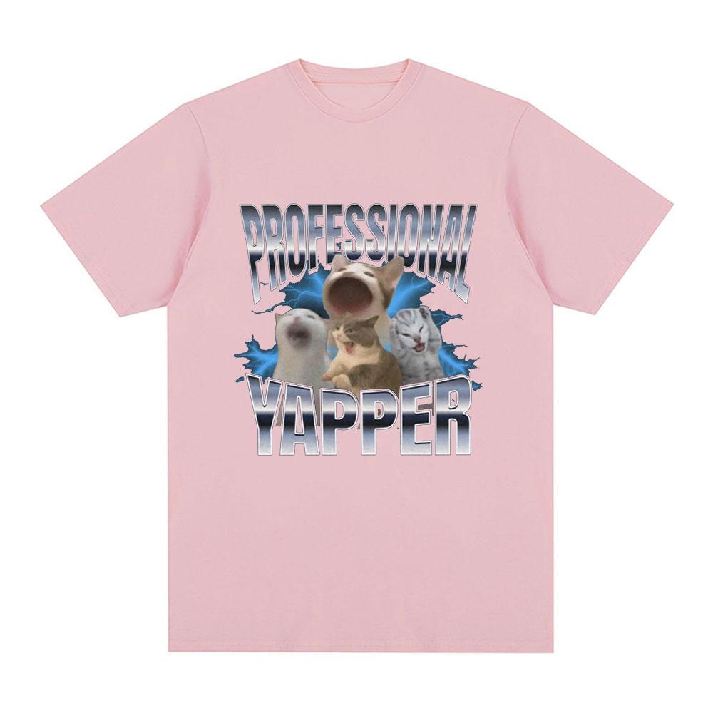 Professional Yapper Funny Cat Meme T Shirt Unisex Women Fashion Vintage Short Sleeve T-shirt Casual Cotton Cozy Oversized T Shirts