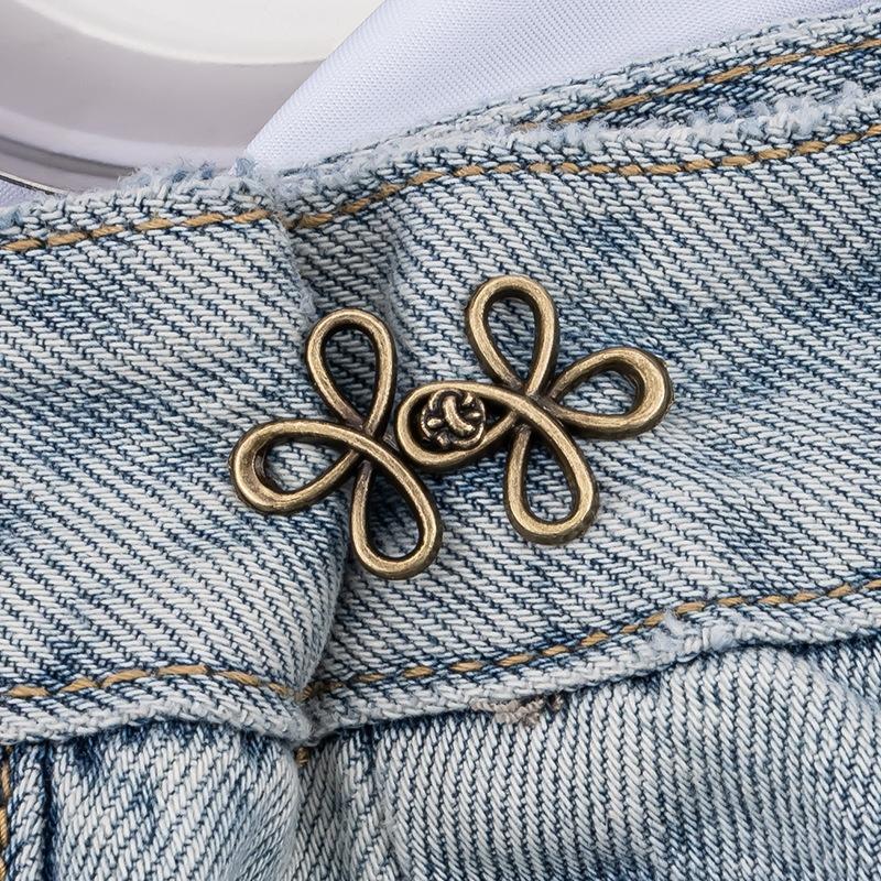 Reusable Flower Waist Button Fastener Adjustable Metal Jeans Buttons Waist Tightener Detachable Seamless Button for Pants Skirts