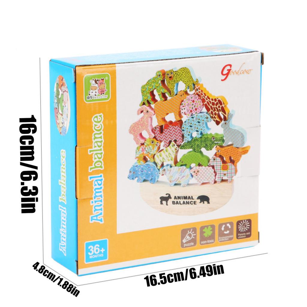 Animal Themed Balancing Building Block, Shape Matching Construction, Interactive Wooden Toy For Parents And Children.