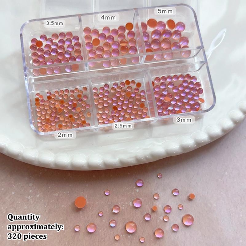 Colorful Mermaid Bubble Bead Half Round Flat Bottom Shiny Aurora Size Mixed Candy Color Nail Art Accessories Decoration Manicure