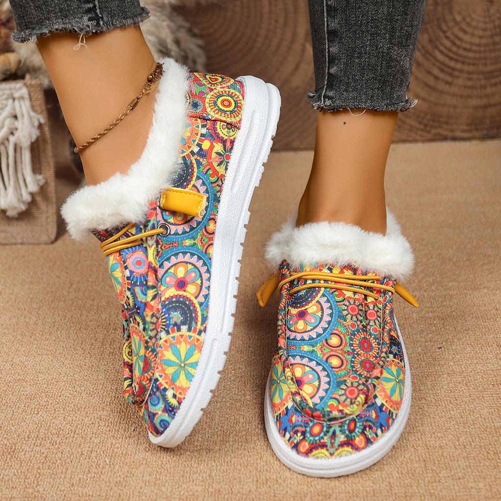 Women Snow Boots Thickened Fluff Comfortable Boots Women Casual Lace Up Warm Shoes Plus Size Thickened Cotton Shoes for Women