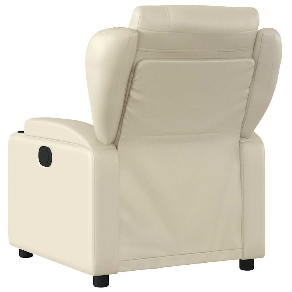 Electric Massage Chair Cream Faux Leather