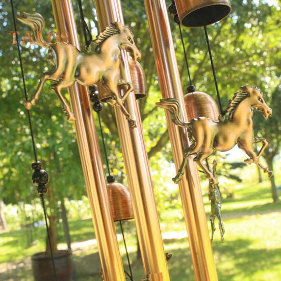 Metal Wind Chimes Handmade Running Horse Wind Chime Retro Wind Chime with Bells for Home Indoor Garden Patio Yard Decor