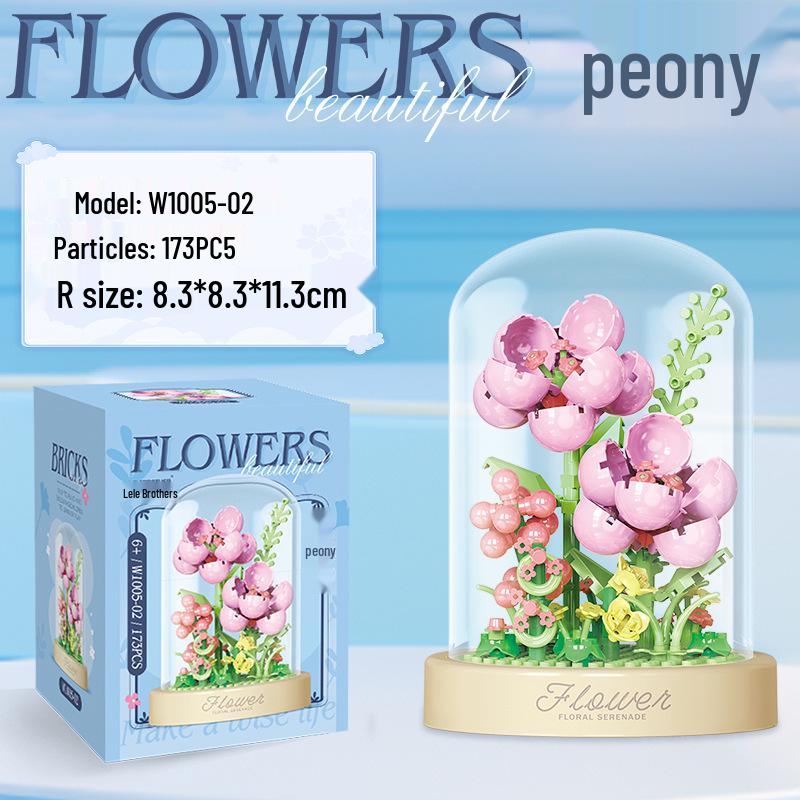 Secret Garden Flower Building Blocks: Rose & Carnation Potted Plant Toy - Perfect for Children's Play and Teacher's Day Gifts