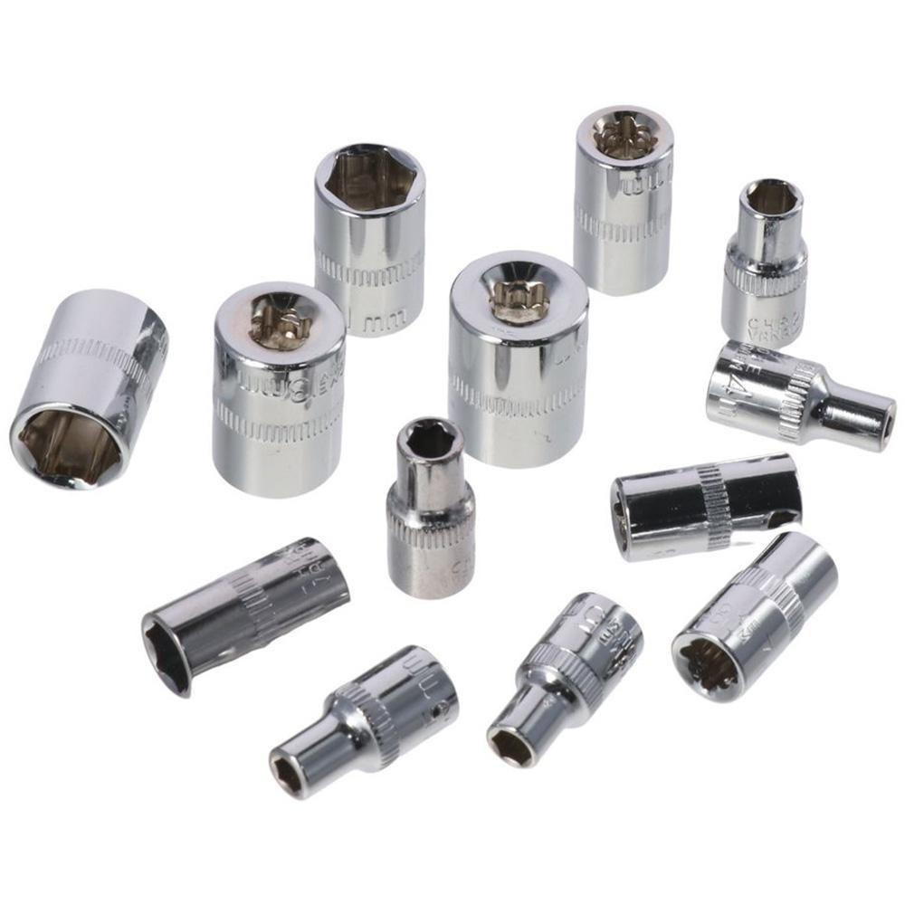 13pcs Silver Drive Socket Set 13pcs Wrench Adapter Polished Chrome Plating Wrench Head  handwork