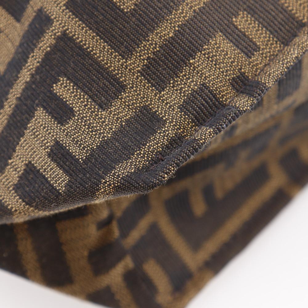 Fendi Zucca Handbag Tote Bag Brown Nylon Canvas Unisex Used