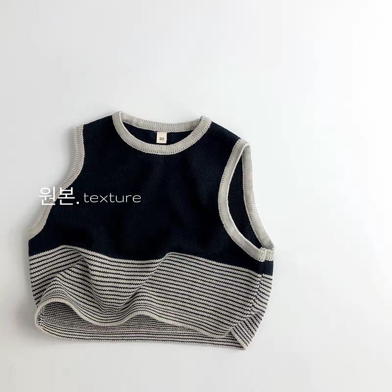 Spring Autumn Kids Knit Vest Unisex Baby Sleeveless Sweater Trendy Casual Waistcoat 80